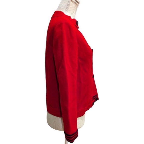 VTG GiBi Roma Italy Women's Size 10 Red 100% Wool Knitted Double-Breasted Jacket - Picture 3 of 8